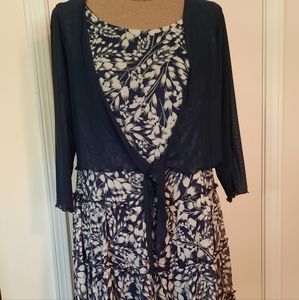 Dress by Connected Apparel - NWT - Navy Blue & White - 10 Petite